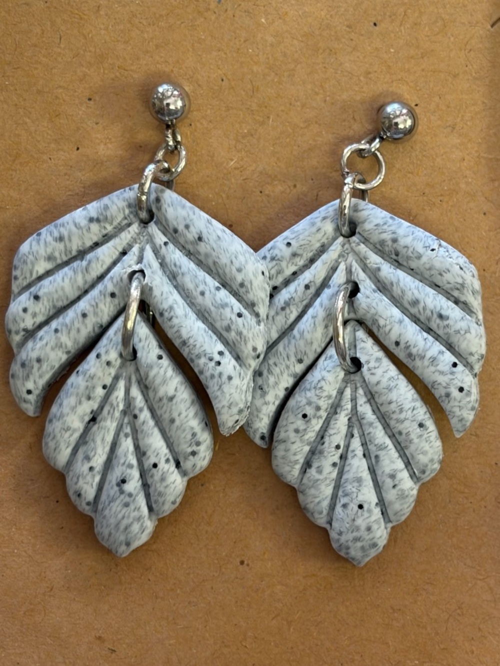 Handmade Stylish Gray Leaf Drop Earrings - Women Jewelry